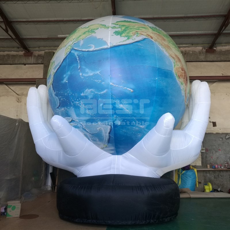 Inflatable Earth Globe Ball High Quality Color Earth with Hand Holding Air Toy Inflatable Props For Space Theme Decoration