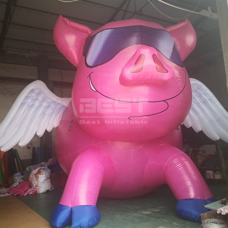 Outdoor giant inflatable pink pig flying pig for advertising