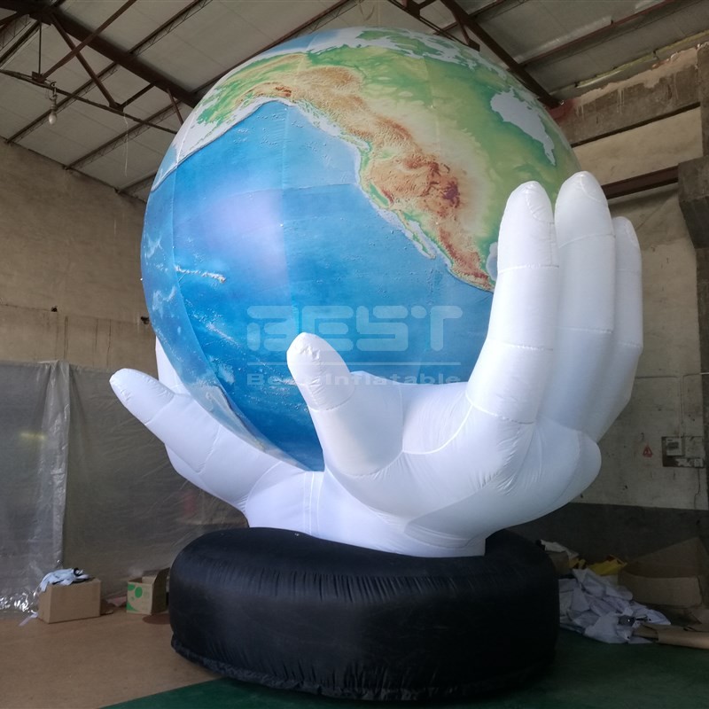 New design Inflatable earth with hand for advertising decration