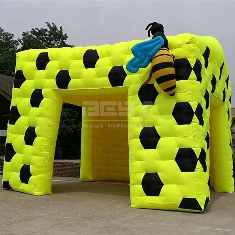 Bee Cartoon Honey Promotional Inflatable Tent Cube Igloo Inflatable Dome Event Marqueen Booth Inflatable For Exhibition