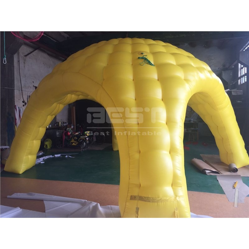 Yellow Color inflatable 4 legs inflatable spider dome cube tent for event