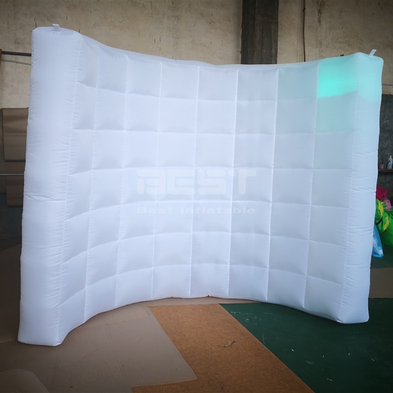 White Studio Cabine Exhibition Stand Photography Inflatable Photo Booth Wall With Lights