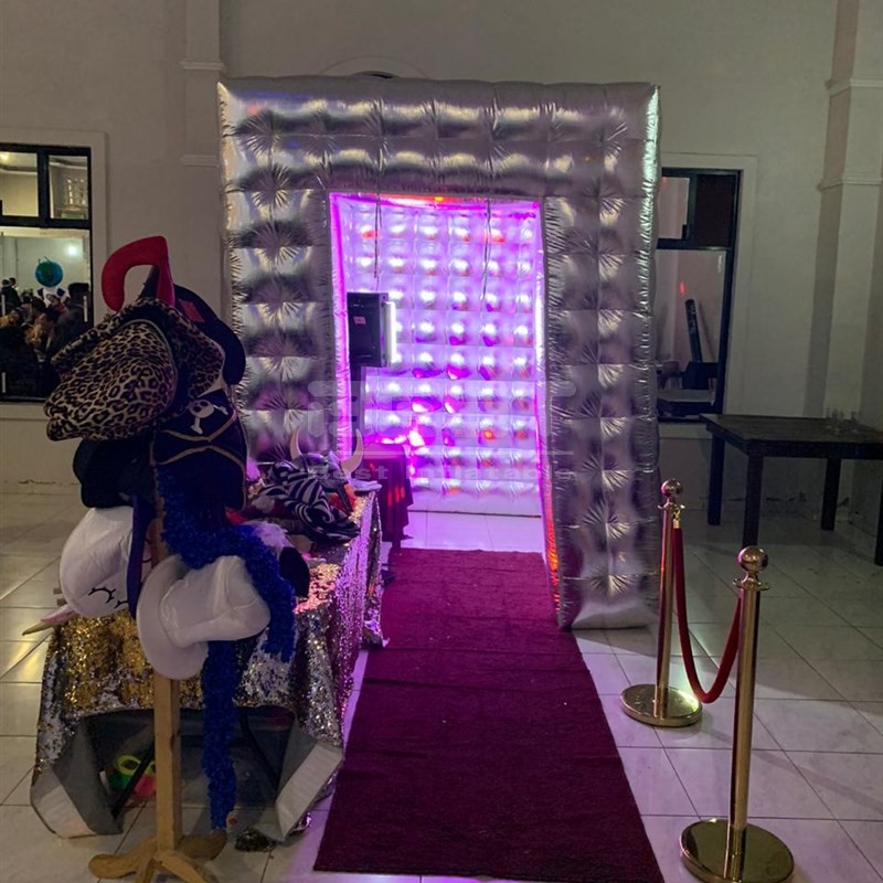 Manufactory Advertising  Cube Photo Booth for Event Silver Inflatable Party Tent With Led Light