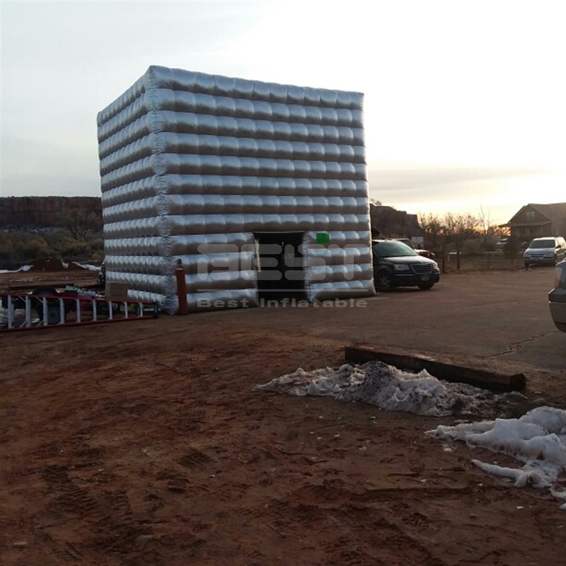 Luxury Silver Inflatable Cube Tent Inflatable Club For Event Custom LED Light Inflatable Party Tent