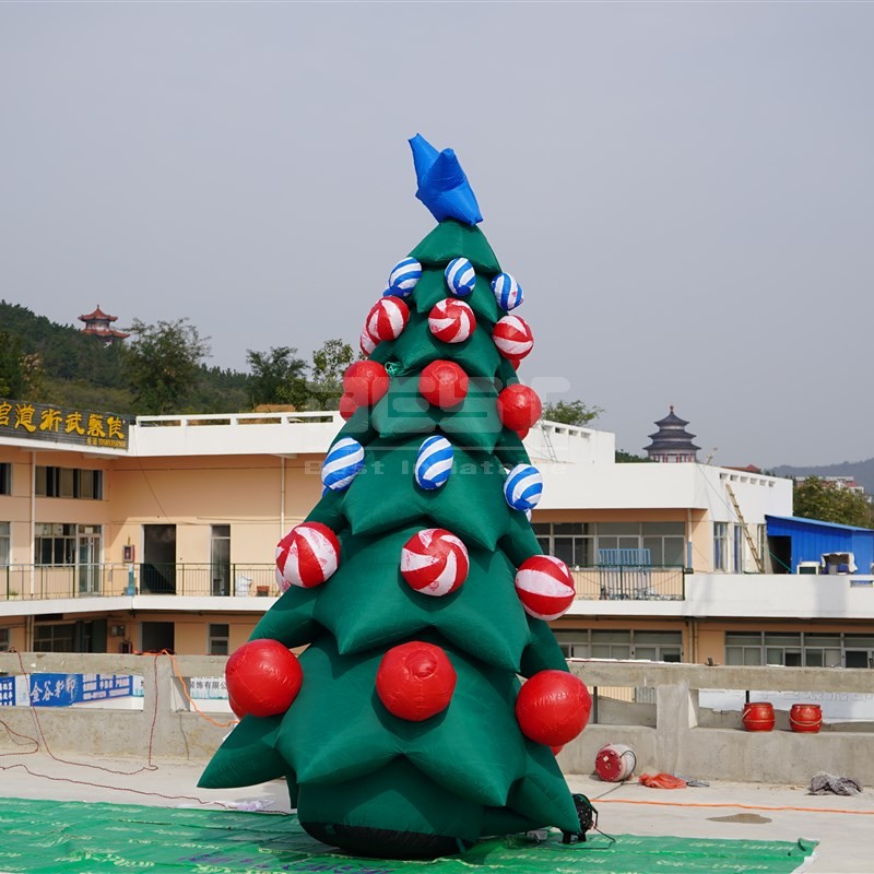 Giant Outdoor Xmas Inflatable Christmas Tree with Gold Balloon for Mall Holiday Decoration