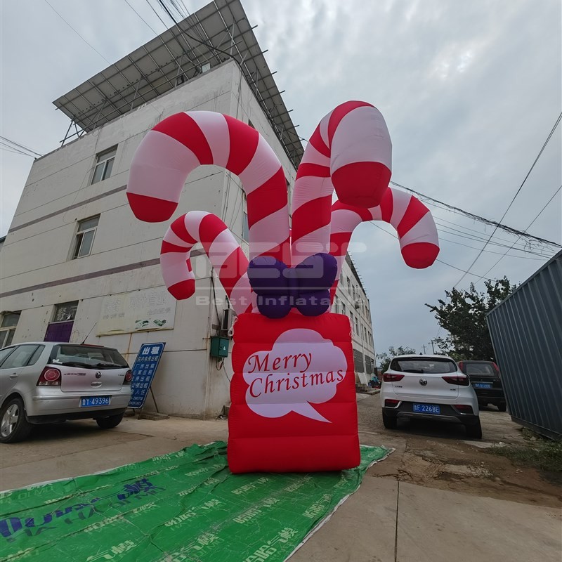 Quality assurance candy cane box balloon Christmas decorative inflatable balloons