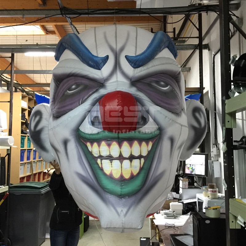 Customized Club Party Halloween Props Skeleton Giant Inflatable Skull Ghost Clown Head For Halloween Stage Decoration