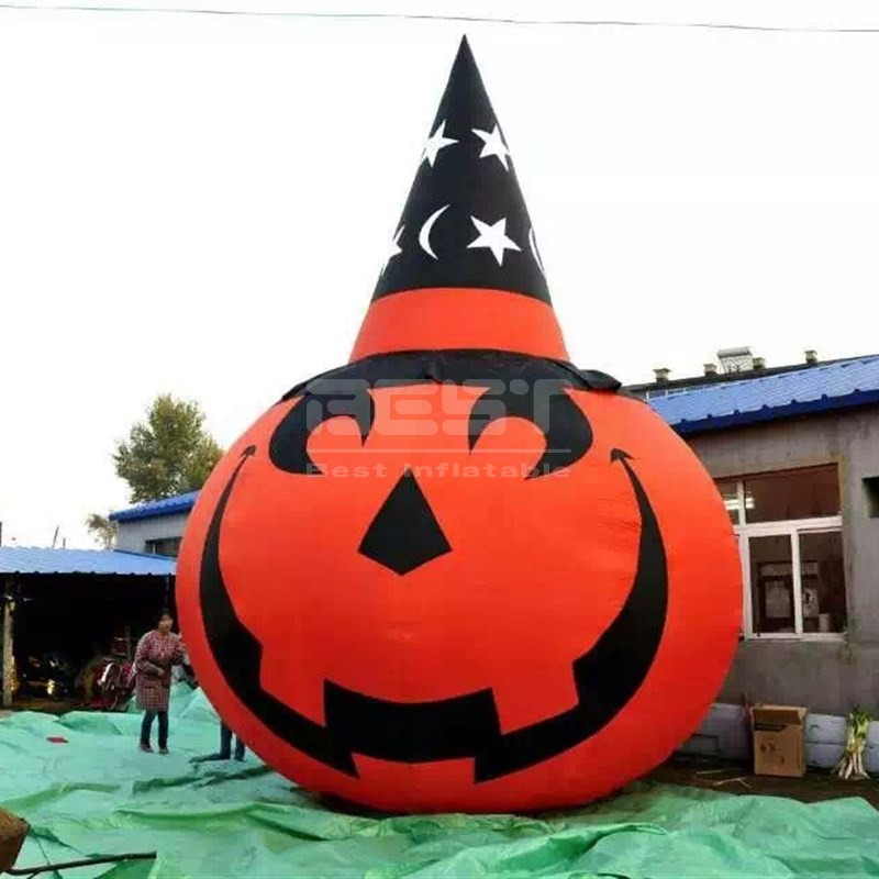 Hot Sale Halloween Inflatable Decoration 6FT Pumpkin with Black Hat For Halloween Decoration