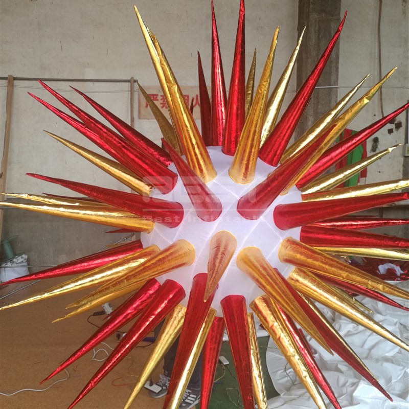 Nightclub Decoration Color hanging Inflatable LED Star Festival Hanging Inflatable Lighting Star Balloon for Stage