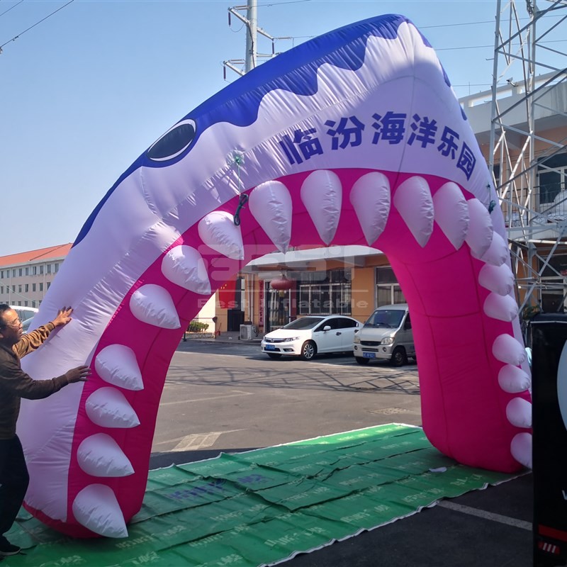 Wholesale Custom Outdoor Activity Inflatable Shark Mouth Arch With Blower Animal Archway For Ocean Event Advertising