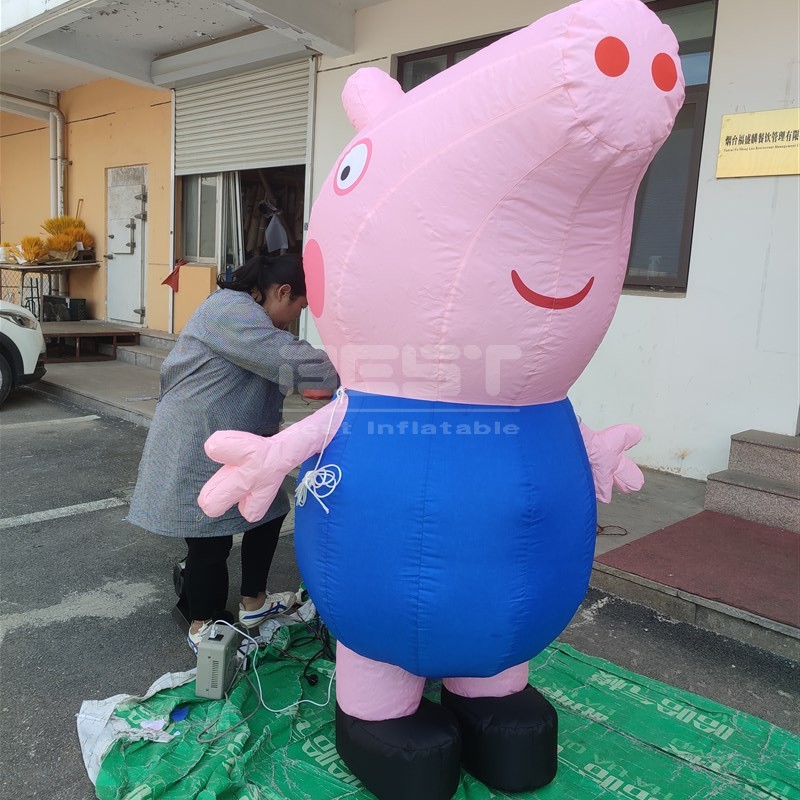 Outdoor Giant Inflatable Pig Model Peppa Cartoon Character George Pig For Advertising Decoration