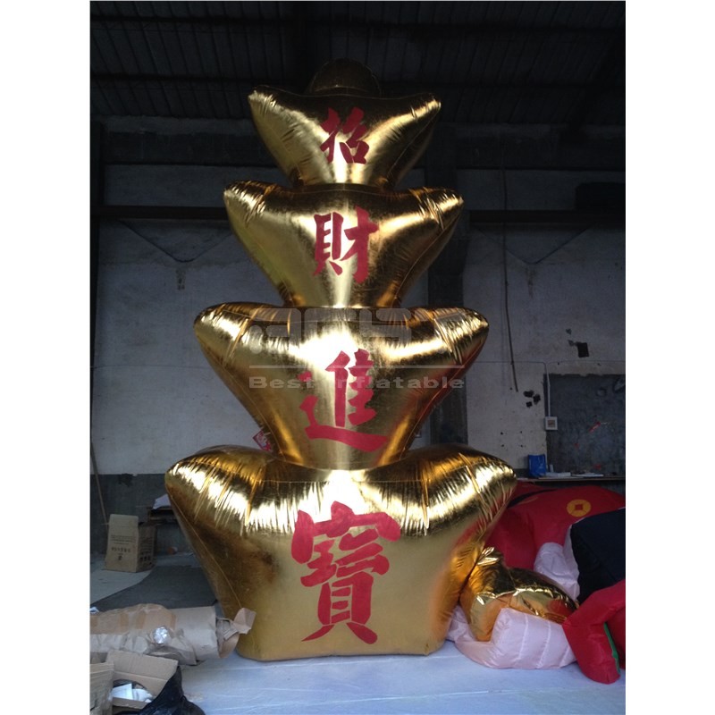 Customized Advertising Display Holding Money Inflatable Model Golden Inflatable Ingot Balloon Design