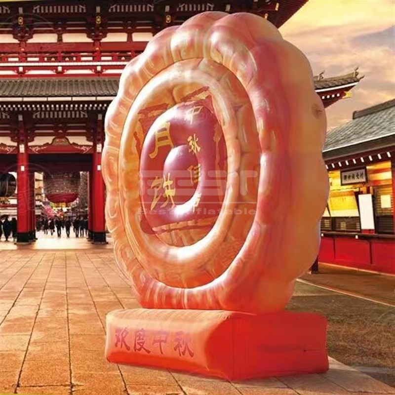 Mid-autumn festival celebration decoration decorative inflatable moon cake air blown cookie cracker biscuit bread food model