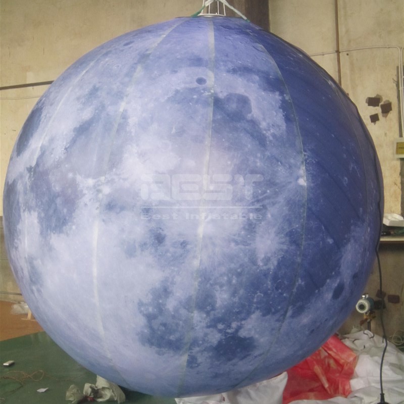 Attractive lighting inflatable moon balloon PVC LED hanging full printing balloons for decoration