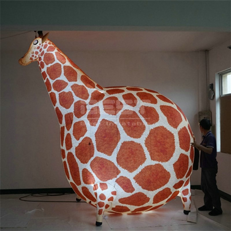 Park decorative inflatable giraffe mascot airblowing inflatable fat giraffe with LED lights for sale
