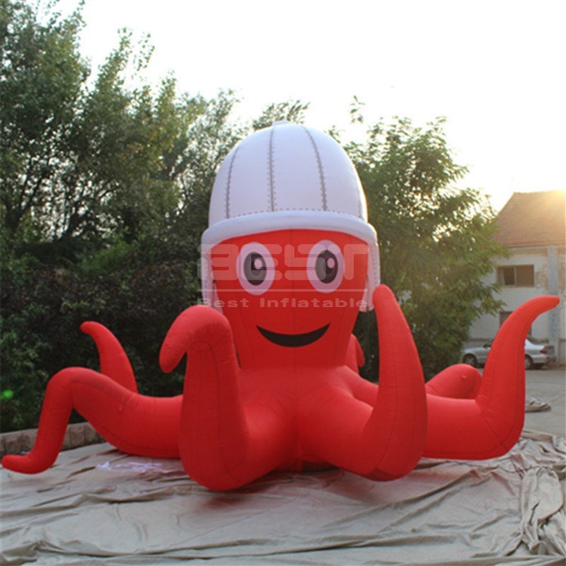 Giant Inflatable Red Octopus with Hat for Event Decorations