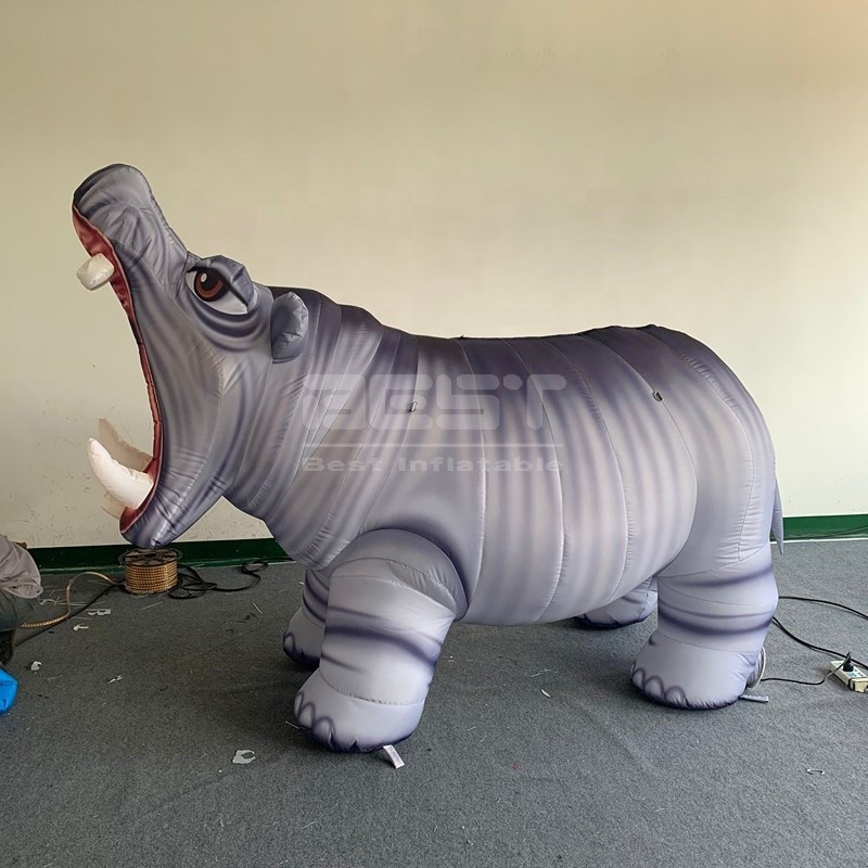 Bigmouthed Hippopotamus Artificial Giant Inflatable Zoo Hippo With Big Mouth in advertising inflatables