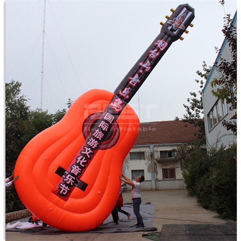 Advertising Guitar Inflatable Customized 10m Giant Inflatable Guitar For Promotional