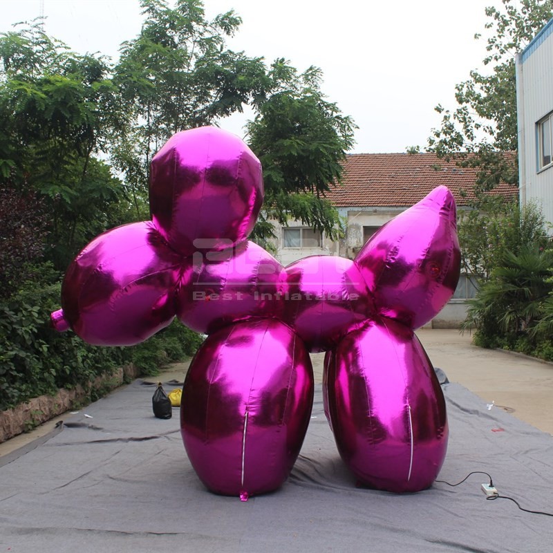 New Design Inflatable Animals Toy Purple / Red Mirror Material Cute Inflatable Dog Ride