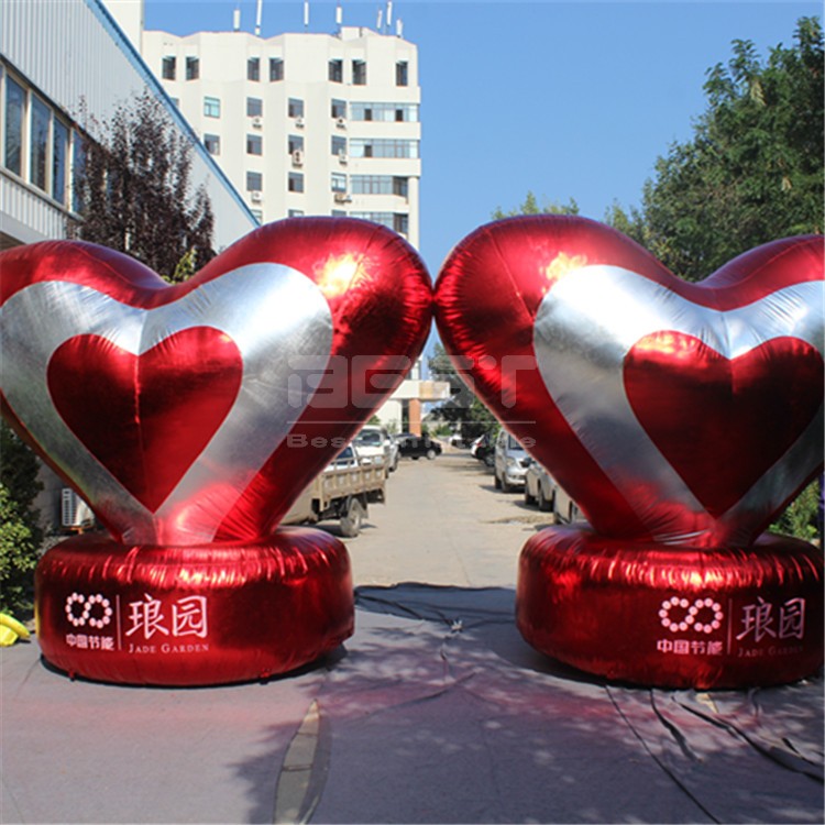 Super big double layers red heart shape Inflatable mirror balls, inflatable mirror disco ball for valentine's day