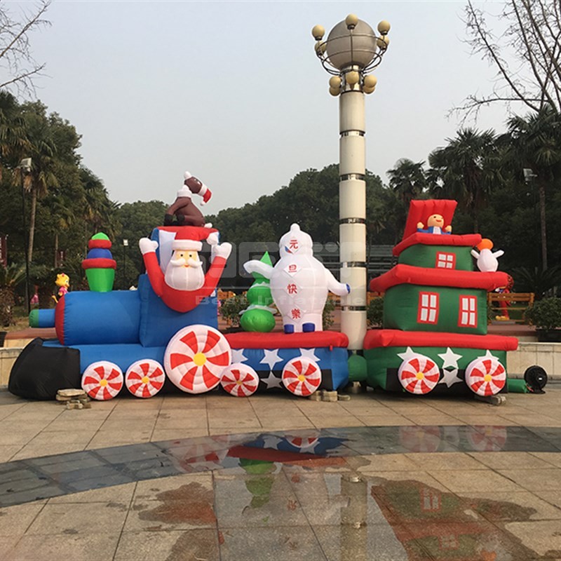 Newly Design Inflatable Christmas Train with Santa Snowman for Xmas Decoration
