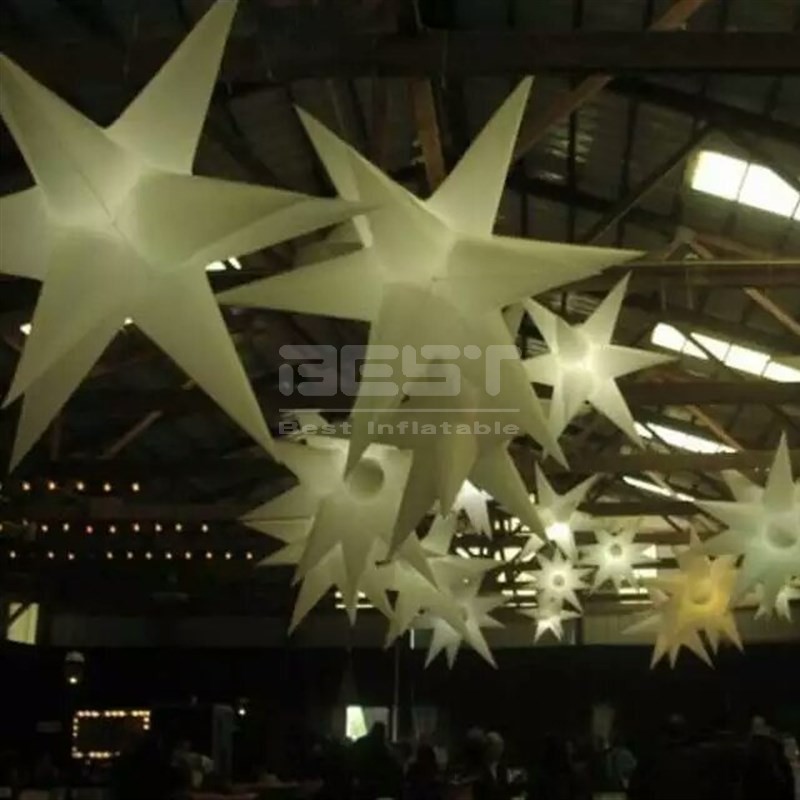 Nightclub decoration inflatable star Giant decoration star with light PVC inflatable hanging led light star