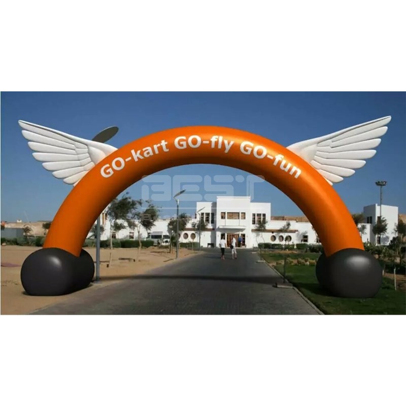 Hot sale Outdoor inflatable Advertising start line logo printing Inflatable Arch wiht wings For Sale