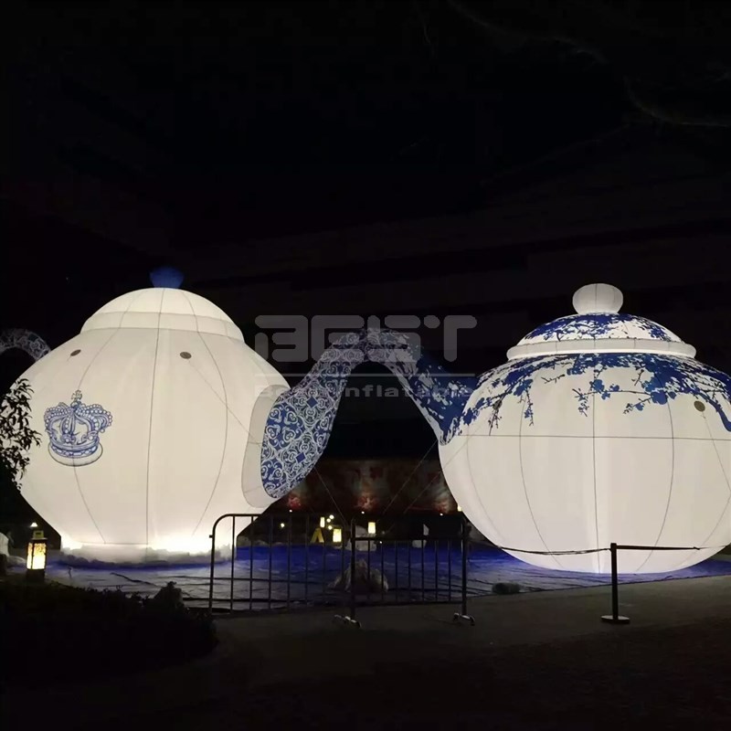 Factory Price Inflatable Lighting Kettle Model Led Inflatable Customize Teapot For Decoration