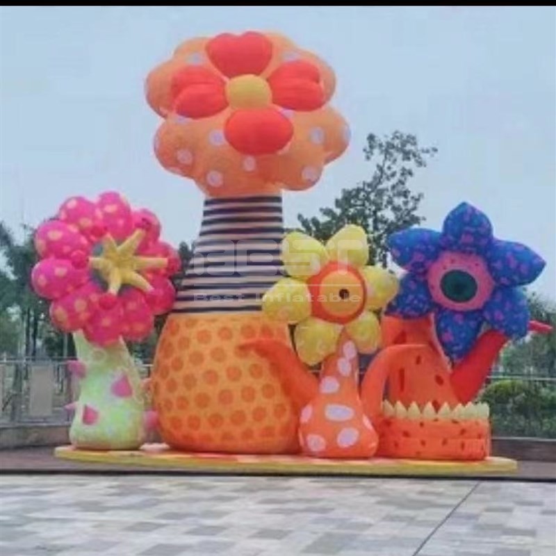 Red Color Inflatable Flower Tree, Yard Decoration Inflatable Flowers, Garden Used Artificial Flowers