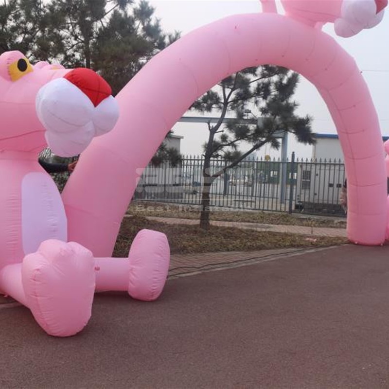 Outdoor Event Pink Panther cartoon entrance archway inflatable arch for advertising