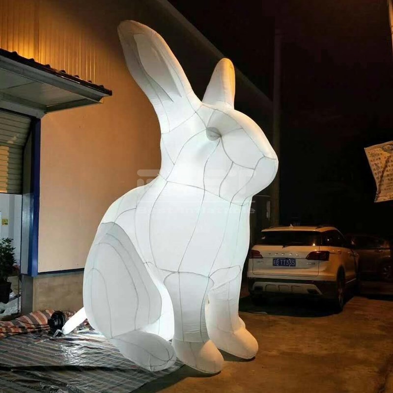 Easter Decoration Inflatable Hopping Bunny White Hope Rabbit With Led Light and Air Blower