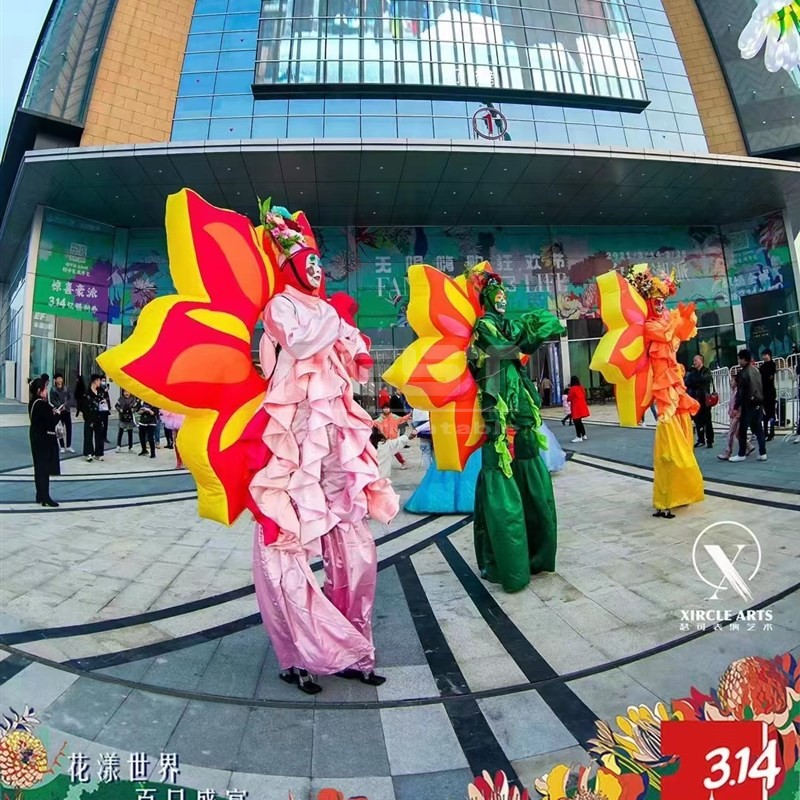 Funny Parade Decoration candy stilts costumes inflatable flower walking stilt costume for event