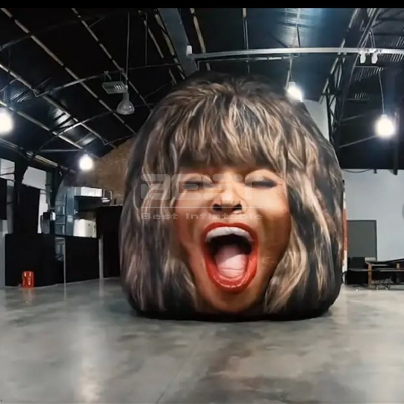 Rock Concert Inflatable Singing Singer Head Model with Microphone for background outdoor stage decoration