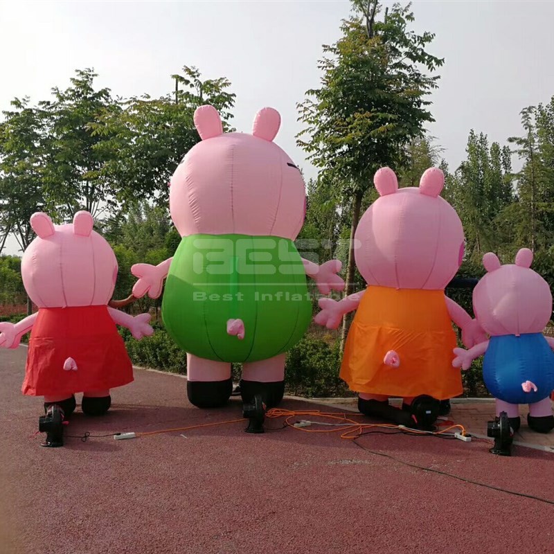Large outdoor inflatable Peppa Pig family cartoon model shopping mall advertising light decoration