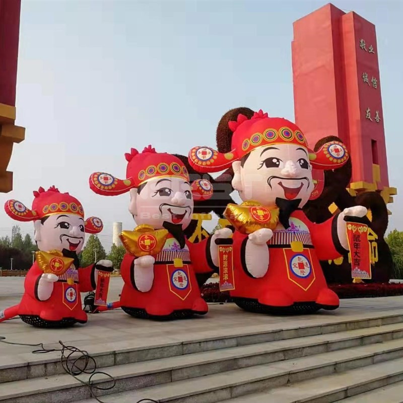 God of Wealth Inflatable Cartoon Character Chinese Party Air Balloon High Quality Decoration For Sale