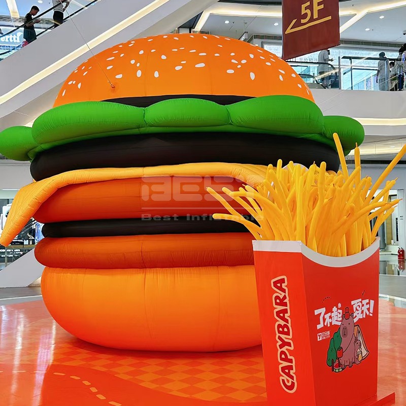 Giant 3D Inflatable Hamburger Model EyeCatching Advertising Prop for Burger Shops with Free DoortoDoor Shipping