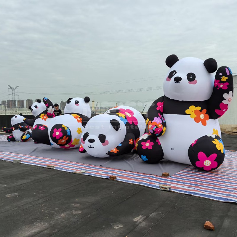 Chinese Mascot Inflatable colorful Panda Lovely Cartoon Panda Inflatable Model High Quality Inflatable Cute Panda for zoo decoration