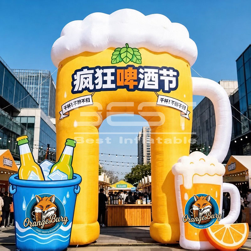 Customized Inflatable beer bottle tunnel for outdoor beer festival Event