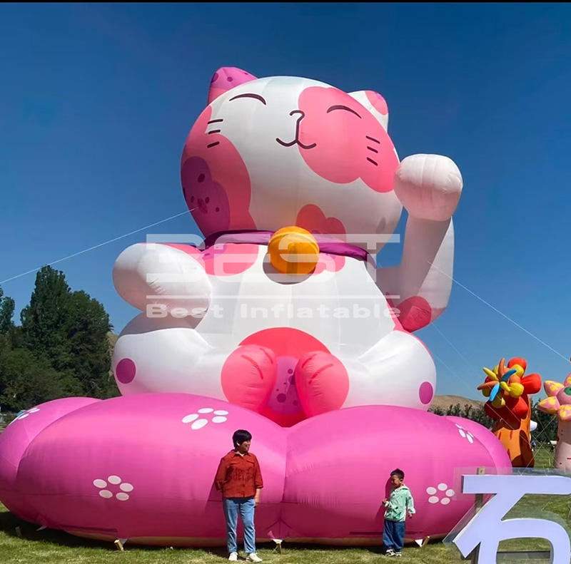 Customized Cute inflatable pink cat for outdoor advertising