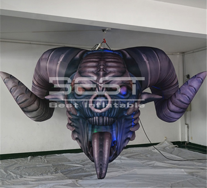 Giant Inflatable Balloon Skull Head With LED With Blower and LED For Outside Halloween Decoration