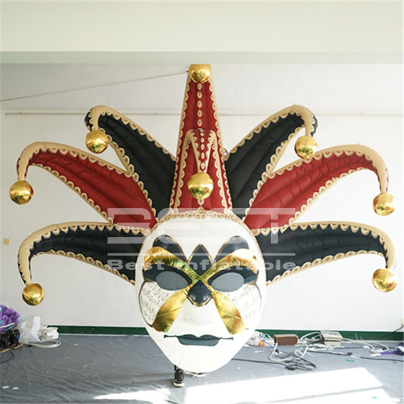 Carnival Decor Inflatable Clown Mask Inflatable Masquerade Mask With LED Light For Halloween Party Props Decoration